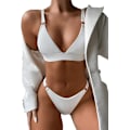 Miniatyrbild 1 av 4: Ribbad ringdetaljerad bikini med hög hals