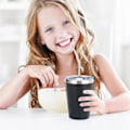 Miniatyrbilde 4 av 4: Rustfrie Barnekrus med Sølebestandig Lokk, Sugerør & Silikonhylser, 355 ml, BPA-frie, Isolerende, for Kalde & Varme Drikker Black