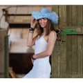 Miniatyrbild 5 av 5: Blå cowboyhatt med fjäder, blå fjäder cowgirlhatt Sky Blue Cowboy Hat