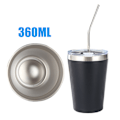 Miniatyrbilde 3 av 4: Rustfrie Barnekrus med Sølebestandig Lokk, Sugerør & Silikonhylser, 355 ml, BPA-frie, Isolerende, for Kalde & Varme Drikker Black