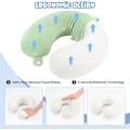Miniatyrbilde 3 av 6: Reisepute Nakkepute Memory Foam Reiseputer Hodestøttepute for Fly T tog Bil Kontor Reise Essensielle Flypute for en Lang Tid Grå Gr Green One Size