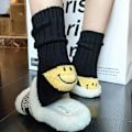 Miniatyrbilde 1 av 5: Smiley Hæl Tykke Japanske Stilverktøy Fargede Stripete Herre- og Damestrømper Trendy Strømper black