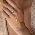 Miniatyrbilde 2 av 6: 2 stk gullarmbånd for kvinner, sett med elegante armbånd for kvinner, trendy gullarmbånd med perler, kubansk, gem, hjerte, slange, tau, perle
