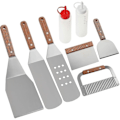 Miniatyrbilde 1 av 5: 8 stk BBQ Tilbehørssett - Profesjonell Kraftig Grillspatel i Rustfritt Stål - Ideell for Teppanyaki, Grilling og Stekebord---Xin