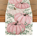 Miniatyrbilde 1 av 4: Oransje Gresskar, Eukalyptus Høst Bordløper, Høst Thanksgiving Kjøkken Spisebord Dekorasjon for Hjemmefest Dekor 13x72 Tommer Style 1