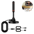 Miniatyrbilde 3 av 4: Digital HDTV-antenne - Inkluderer magnetisk base og koaksialkabel - TV-antenne for bakkenett-TV - Innendørs eller utendørs