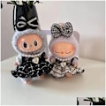 Miniatyrbilde 5 av 5: &amp; Tilbehør For Kosedyr 17Cm Labubu Dukke Klær Antrekk Korea Kpop Exo Idol V1 V2 Skjørt Genser Gave 241219 Drop Delivery Leker Dhotq.Ca