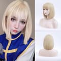 Blond Peruk med Lugg, Kort Blond Bob Peruk för Kvinnor, 30 cm