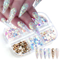 Miniatyrbilde 2 av 7: 2 bokser White Pearl Chrome Nail Powder - Transparent Klar Is Shimmer Chrome Pigment Pulver for negler, glaserte donut-inspirerte negler Spegeleffekt