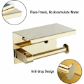 Miniatyrbillede 3 af 5: 304 T55 Toiletpapirholder i rustfrit stål, børstet guld, rustfrit stål, toiletpapirholder med hylde - Perfekt