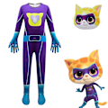 Miniatyrbilde 4 av 4: Nye Superkitties Cosplay Jumpsuits for Barn Drakter Halloween Kostymeforestilling Romper Allehelgensdag Barnekostyme Lilla Purple 130cm