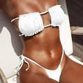Axelbandslös BH för Damer Bikini Set Bandeau Volang String Badkläder Baddräkt Strandkläder Vit White S