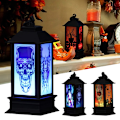 Miniatyrbilde 2 av 10: Halloween-tema LED-telys Retro firkantet lykt hengende pynt for hjemmet og hagen 2