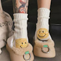 Miniatyrbillede 1 af 5: Smiley Hæl Tykke Japanske Stil Værktøjer Farveopdelte Stribede Herre- og Damestrømper Trendy Strømper white
