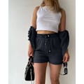Miniatyrbild 3 av 6: Dam 2-delat byxset Linneskjorta och shorts set svart black L