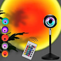 Miniatyrbilde 6 av 9: Bordlampe \"Sunset\" med 16 RGB-farger fjernkontroll Svart