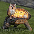 Miniatyrbilde 2 av 5: Solcelleugle Familielys Mor Barn Vinge Logg Statue Figur LED-lys for Utendørsdekorasjoner