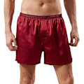 Miniatyrbillede 1 af 7: Mænds Satin Boxer Shorts Silke Pyjamas Bukser Lounge Sovshorts Rød Red XL