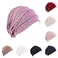 Miniatyrbilde 5 av 5: Dame Bomulls Elastisk Beanie Myk Turban Bonnet Hodeplagg Hedging Louver Kjemohatt