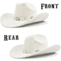 Miniatyrbilde 3 av 5: Cowboyhatt for kvinner og menn med formbar bred brem - Cattleman Western-hatter i filt, elfenbenshvit Ivory White Ivory White SM