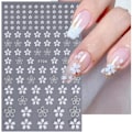 Miniatyrbild 3 av 5: Blomster Nageldekaler för Kvinnor 3D Självhäftande Nageldekorationer Trendig Vit Blomma Körsbärsblom Gardenia Nagel 8 Ark