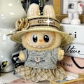 Miniatyrbillede 1 af 5: Sommerudsalg Labubu dukkeklæder første generation anden generation blind box Labubu dukkeklæder (hat + top + nederdel) G Grå stråhatt