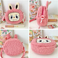 Miniatyrbild 3 av 4: Tecknad axelremsväska, Labubu crossbody-väska, rosa, 26*11*29 cm