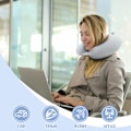 Miniatyrbilde 6 av 6: Reisepute Nakkepute Memory Foam Reiseputer Hodestøttepute for Fly T tog Bil Kontor Reise Essensielle Flypute for en Lang Tid Grå Grey One Size
