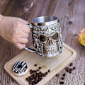 Miniatyrbillede 2 af 5: 500ML Kraniet Kaffekande Vikinge Kraniet Ølkrus Rustfrit Stål Foring Gave til Mænd Fars Dags Gaver