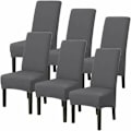 Miniatyrbilde 2 av 5: Overdimensjonerte spisestoltrekk, stretch, grå, 6-pakning, stoltrekk med høy rygg for moderne stoler, bryllup, stue