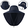 Miniatyrbillede 5 af 5: Sommerhat Herre UV-beskyttelse Bucket Hats med Nakkebeskyttelse Udendørs Stor Bred Skygge Panama Fiske Vandrehat til Mænd (Grå)