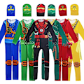 Miniatyrbilde 1 av 2: Hot Sell Ninja Cosplay Kostymer Gutt Jumpsuits Sett Halloween Julebord Klær Ninja Superhero Streetwear Kostymer Grønn Green 9-10T