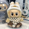 Miniatyrbillede 1 af 5: Sommerudsalg Labubu dukkeklæder første generation anden generation blind box Labubu dukkeklæder (pandebånd + overall + tørklæde) Grönt rutnät