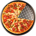Miniatyrbilde 2 av 5: 3 stk Runde Pizzabakplater med Ikke-Klibbig Overflate og Perforerte Hull - 24cm, 28cm, 32cm - Karbonstål Pizzapanne for Hjemmekjøkken Ovn (3 stk)