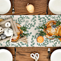 Miniatyrbilde 4 av 4: Oransje Gresskar, Eukalyptus Høst Bordløper, Høst Thanksgiving Kjøkken Spisebord Dekorasjon for Hjemmefest Dekor 13x72 Tommer Style 2