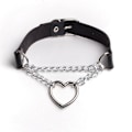 Miniatyrbillede 7 af 7: Choker Hjerte Halsbånd SVART PU-læder Goth Sele Black Svart