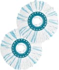 2-pack mikrofibermopphuvudrefiller för Leifheit Clean Twist och Combi Disc-moppar, tvättbara i 60°C, golvvård, turkos och vit