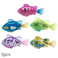 Miniatyrbillede 1 af 5: 5 stk. elektronisk fisk baby sommer badelegetøj kæledyr kat legetøj svømmende robotfisk med LED-lys vand swimmingpool badekar legetøj
