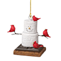 Miniatyrbilde 3 av 3: Snømannsornament med kardinaler (tilfeldig hengende snor)