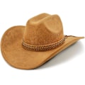 Miniatyrbilde 1 av 5: Cowboyhatt for kvinner og menn med formbar bred brem - Filt Cattleman Westernhatter Karamellbrun Caramel Brown Caramel Brown L XL