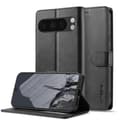 LC.IMEEKE Kalvetekstur Flip Lær Telefondeksel [BR] Black_jar Black For Google Pixel 9 Pro XL
