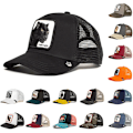 Miniatyrbillede 2 af 8: Baseballkasket med dyremotiv, solbeskyttelse, broderet trucker-kasket i mesh med design af sort panter, hane og løve Høj kvalitet () 1