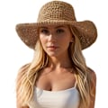 Miniatyrbild 1 av 4: Stora, slappa strandhattar i halm för kvinnor, hopfällbar sommarhatt med brett brätte, packbar solhatt för damer, resehalm-fedora