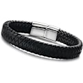 Miniatyrbillede 1 af 4: Flettet læderarmbånd til mænd, trendy uden stålspænde. 1 stk, sort