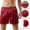 Miniatyrbillede 3 af 7: Mænds Satin Boxer Shorts Silke Pyjamas Bukser Lounge Sovshorts Rød Red XL