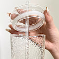 Miniatyrbilde 2 av 4: Glasskrus med lokk og glassrør, 590 ml Høy Borosilikatglass Tumbler Iskaffe Vann Smoothie Style 1