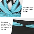 Miniatyrbillede 5 af 7: Todelt badedragt til kvinder, V-hals, Criss-Cross blomstret mønster bikini, badedragt, Tummy Control Bikini Sets BLÅ BLUE XL