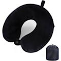 Miniatyrbilde 1 av 6: Reisepute Nakkepute Memory Foam Reiseputer Hodestøttepute for Fly T tog Bil Kontor Reise Essensielle Flypute for en Lang Tid Svart Black Black One Size