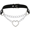 Miniatyrbillede 1 af 7: Choker Hjerte Halsbånd SVART PU-læder Goth Sele Black Svart