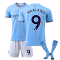 Miniatyrbillede 1 af 2: 22-23 Manchester City Hjemmefodboldtrøje til Børn Nr. 9 Haaland 6-7years